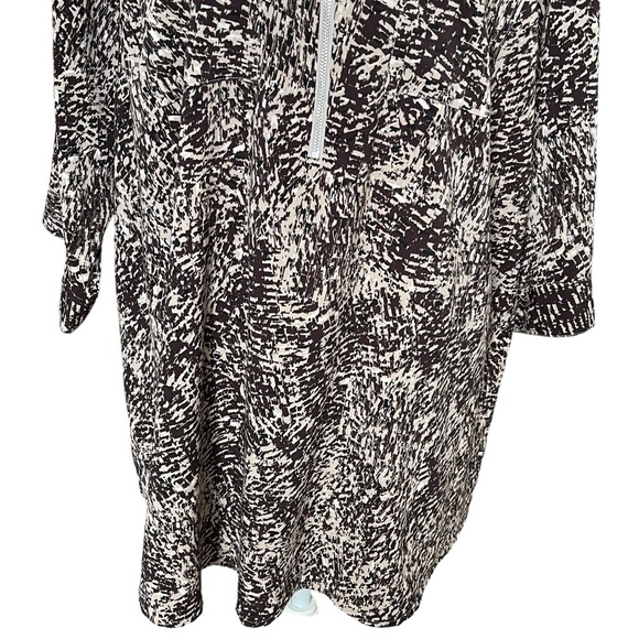 Catherines Women’s Brown Tan Printed Half Zip Blouse Top Plus Size 1X 18/20W - Picture 3 of 7